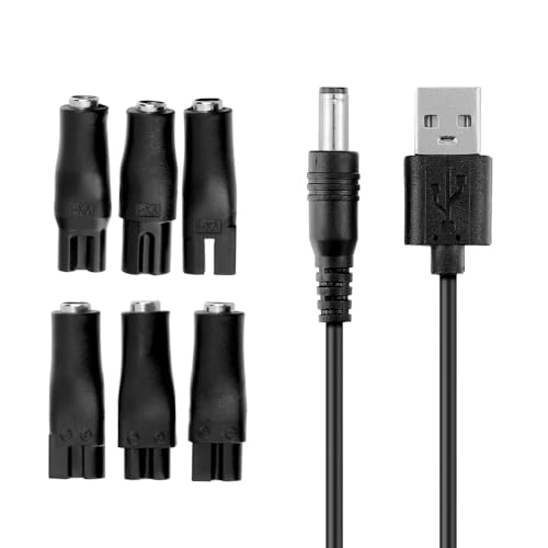 MDCGPower 7 PCS Power Cord 5V Replacement Charger USB Adapter Compatible with Electric Hair Clippers, Beard Trimmers, Shavers, Beauty Instruments, Desk Lamps, Purifiers