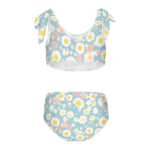 KLL Polka Dots and Tender Chamomile Flowers Girl Two Piecing Bikini Set Beach Swimsuit Swimming Suits Adjustable Shoulder2