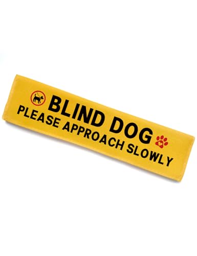 KISJO Blind Dog Alert Leash Sleeve, High Visibility Yellow ID Patch Tag, Slow Approach Warning Accessory for Blind Dogs, Essential Must-Haves for Pet Safety, Ideal Birthday Gift