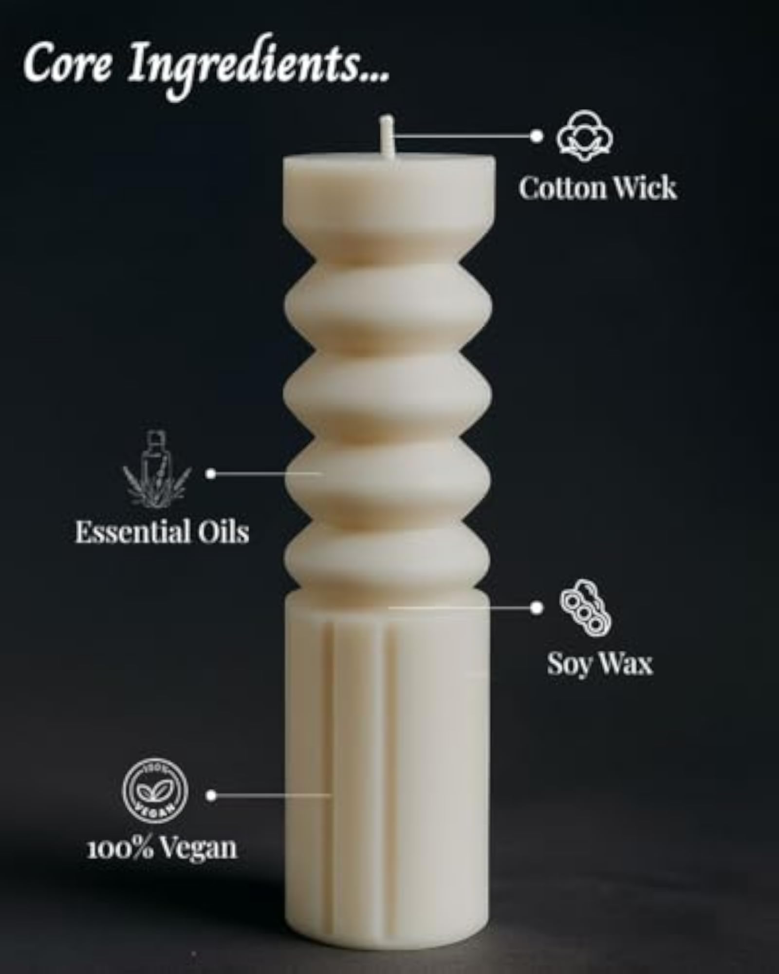 Luxury Rope Decorative Soy Wax Pillar Candle, Handcrafted