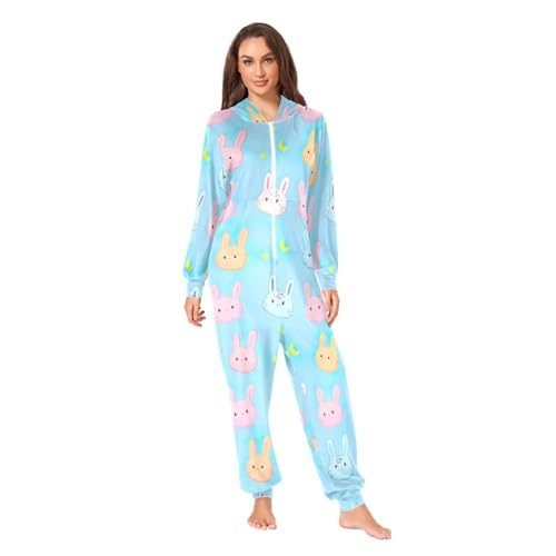 Pyjama de Pâques mignon lapin pour combinaison de nuit adulte homme femme à capuche