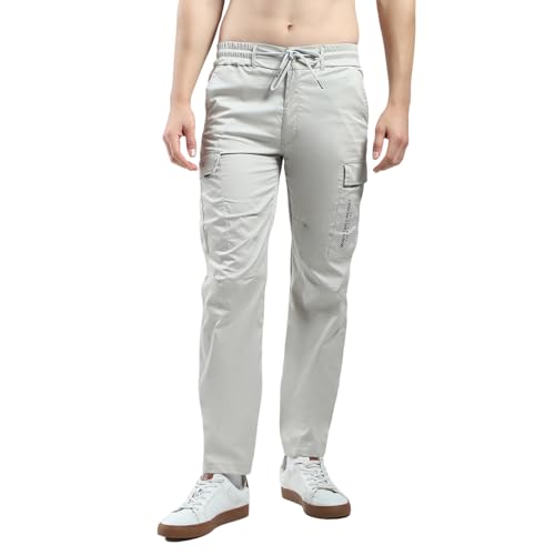 Image of Monte Carlo Men's Regular Fit Cargo Pants | Solid Pattern Casual Trousers | Drawstring Closure | Stylish & Comfortable Everyday Wear Cargo for Men's