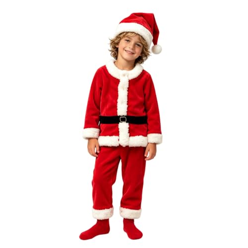 Rkwins Kids Santa Costume Christmas Coats + Long Pants +Xmas Hat 3pcs Sets - image 4