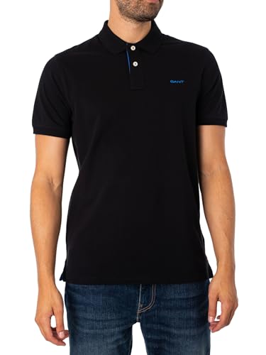 Gant Herren Reg Contrast Pique Rugger Polohemd, Schwarz, 3XL EU