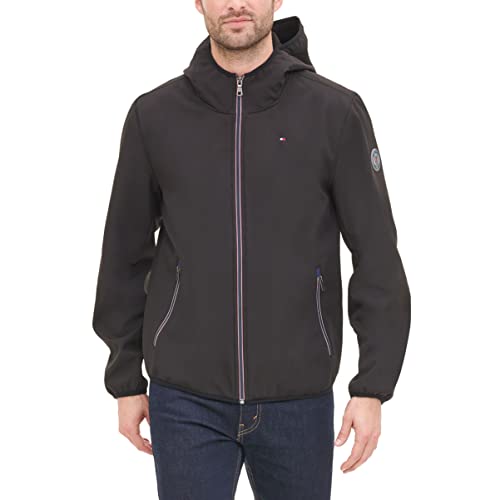 Image of Tommy Hilfiger Men's Lightweight Water Resistant Breathable Hooded Performance Softshell Jacket