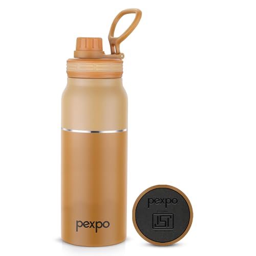 Image of Go24 pexpo Flask 740ml ISI Certified Stainless Steel Water Bottle with Sipper Cap | 3 Layer Insulation | 2-Year Warranty | for Home, Office, Gym, Travelling | BPA Free |Austin | Mustard Yellow