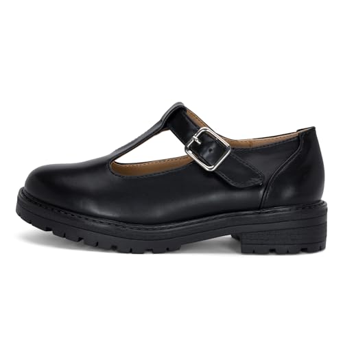 STYLISH S Belle-K ~ Little Kids Girls T-Strap Hook and Loop Low Heel Platform Mary Jane Dress Shoes2