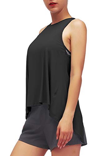 Mippo Open Back Shirts For Women Backless Workout Tops Tie Back Tank Tops Sleeveless Workout Yoga T-Shirts Cute Summer Tees Sexy Dance Clothes Black S #TOP2