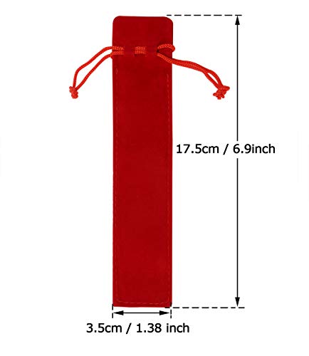 Tupalizy 6.9X1.4 Inch Velvet Drawstring Pen Pouch Bag Single Suede Pen Sleeve Holder Small Case Pencil Pouch For Protecting Gifting Storing Wood Pen Diamond Painting Pen Office School,10Pcs (Red) #TOP4