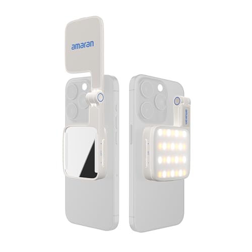 Amaran Go Compatible with MagSafe Mini Phone Light, Portable LED Light for Selfie, Makeup, Video Conference, TikTok (White)