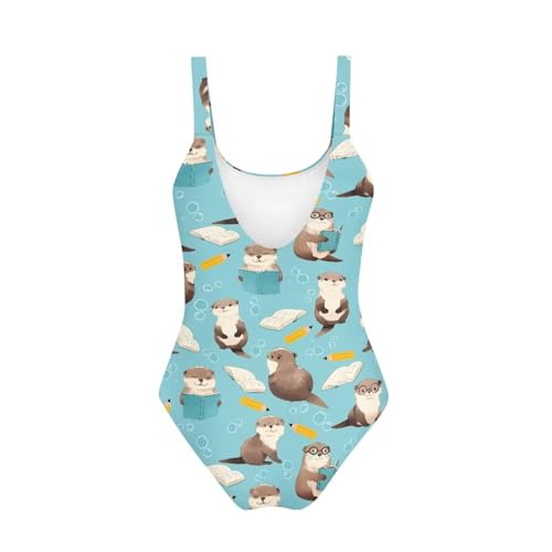 Image of One Piece Bathing Suit for Teen Girls Comfy Crewneck Backless Bathing Suit