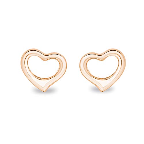 Spoil Cupid 14k Rose Gold Plated Sterling Silver Open Heart Stud Earrings For Women