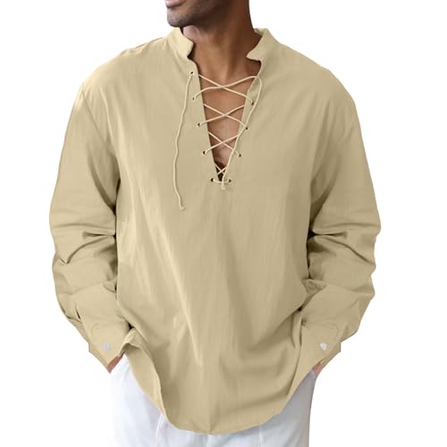 Image of CTU Men's Cotton Shirt Pirate Shirt Medieval Viking Renaissance Costume