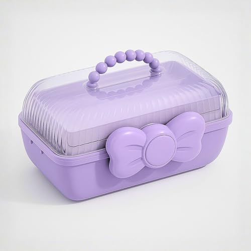 Image of KiZY Girl Kid Hair Accessories Storage Box | Hair Ties-Clips, Bow-Ribbon-Headband, Jewelry Organizer | Portable Case | Available in Multiple Design-Color. (Pack of - 1, Kid Purple)