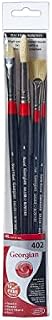 Daler-Rowney Georgian Oil Long Handled Brush Wallet Set, Natural Hog Bristle, 4 Assorted Brushes, Ideal for Professional Artists