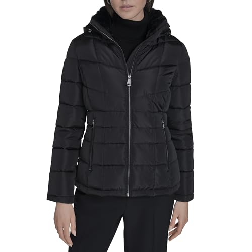 Calvin Klein Hooded Puffer Jacket parka noire matelassée légère et isolante pour femme