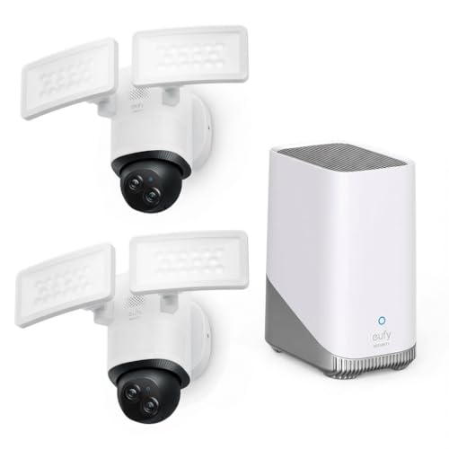 Image of eufy Security Floodlight Camera E340, 2-Pack with HomeBase 3
