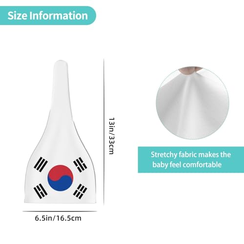 Newborn Baby Hat, Flag of Republic of Korea Print Soft Top Knot Beanie Cap, Cute Baby Headwear for 0-6 Months Black4