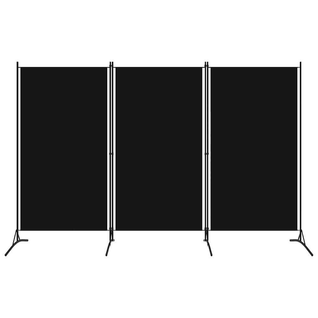 vidaXL 3-Panel Room Divider Black 260x180 cm Fabric