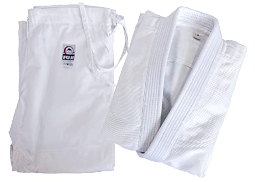 Fuji Judo Gi - Single Weave Uniform W/Free White Belt (White, 00) #TOP7