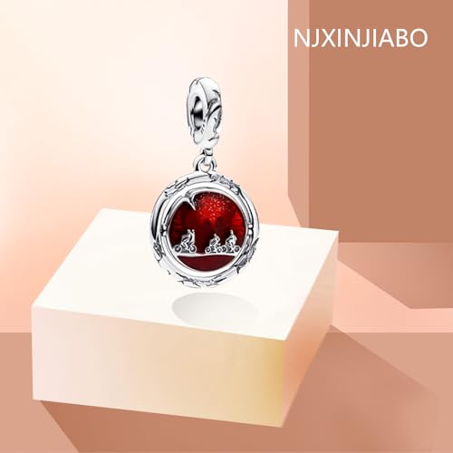 Image of S925 Sterling Silver Romantic Charm Pendant, Gifts for Family Friends Girlfriend, Valentine's Day Birthday Christmas Anniversary, Bracelet Necklace Bead Dangle Charm for Women Jewelry