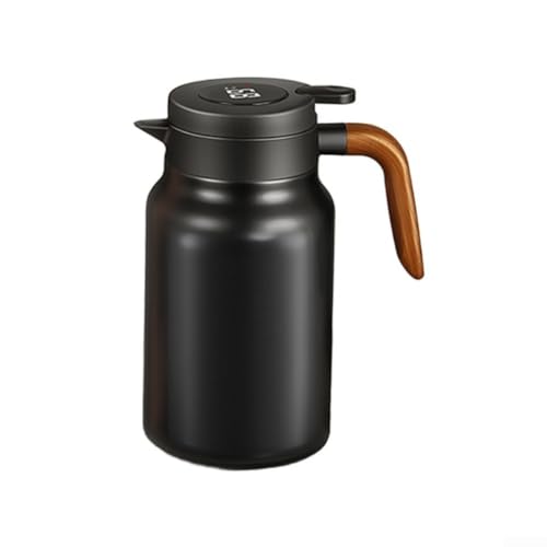 Tetera térmica con infusor de acero inoxidable extraíble, capacidad de 1,6 L, sello de silicona a prueba de fugas, boca ancha fácil de limpiar, para elaboración de cerveza en casa y oficina (1600 ml)