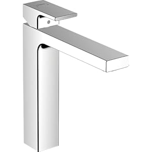 hansgrohe Vernis Shape – Waschtischarmatur mit Zugstangen-Ablauf, isolierte Wasserführung, Wasserhahn Bad mit Auslauf Höhe 190 mm, Mischbatterie Waschbecken wassersparend (EcoSmart), Chrom
