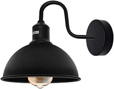 LEDSone Industrial Wall Lights Black Wall Lamps with Swan Neck Indoor E27 Vintage Wall Sconces for Bedroom, Living Room, Kitchen, Restaurant Coffee Shop