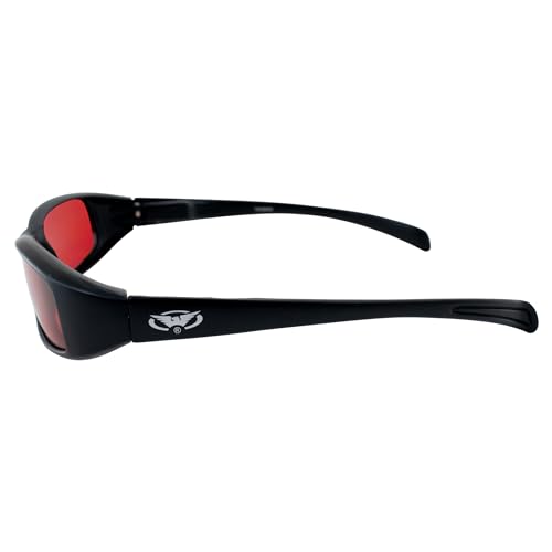 Global Vision NEW ATTITUDES - Stylish Sunglasses - RED Lenses, GLOSS Black Frame3