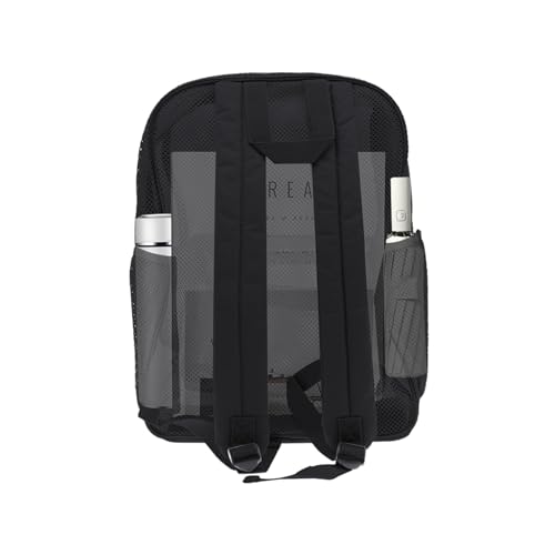 Heavy Duty Mesh Backpacks, Transparent See Through Shoulder Bag with Padded Shoulder Straps for Swimming,Beach(Black)3