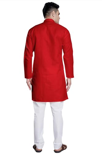 Image of DIVISIVE Men's Plain Cotton Blend Linen Slim Fit Kurta Pyjama Set