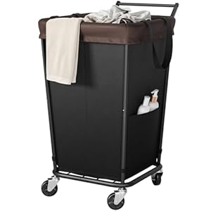 160L Laundry Hamper with Wheels and Handle, 2-Section Rolling Hamper for Laundry, Large Laundry Basket with Wheels, Rolling Laundry Basket Clothes Hamper for Home, Bathroom and Dorm(Black)