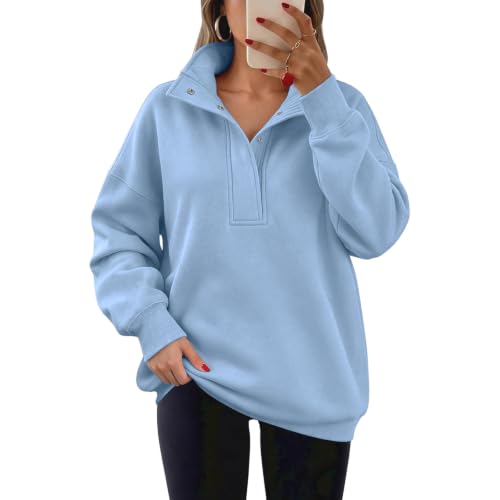 Mockneck Sweatshirt Women Oversized Casual Long Sleeve Collared Tops - image 4