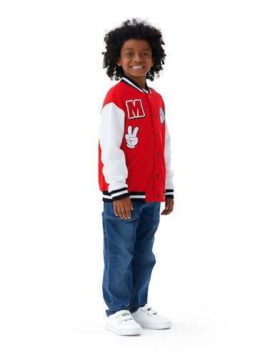 Image of Disney Kids Fleece Bomber Jacket, Varsity Outerwear with Pockets, 2-10Y