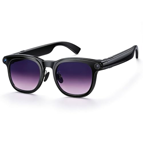 AI Smart Glasses with Camera, 8MP HD Camera Glasses for Men Women, 1200P 30FPS Video Recording, Voice Assistant, Real-Time Translation, Open-Ear Bluetooth Audio Sunglasses with Interchangeable Lenses