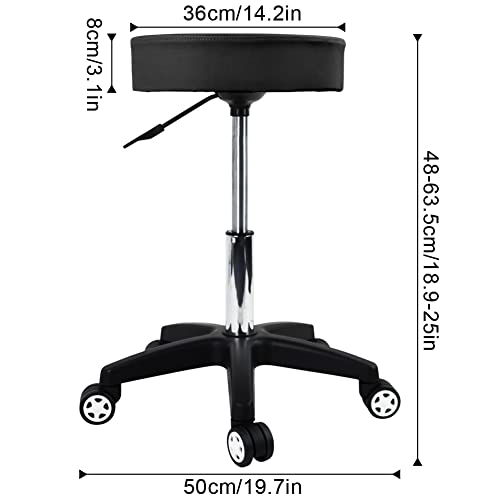 FURWOO ローリングスツール ホイール付き 調整可能なタスクチェア スイベルサロンスツール オフィスデスクスツール ラウンドショップスツール ブラック [3]