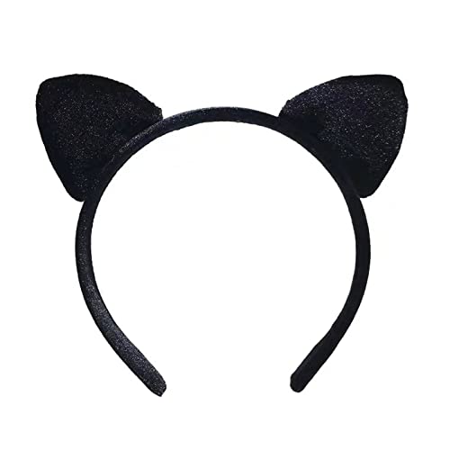 Spenlly Women's/Girls' Cat Ear Headband - Cute Hairband Headwear for Cosplay, Halloween, and Daily Wear (Black)