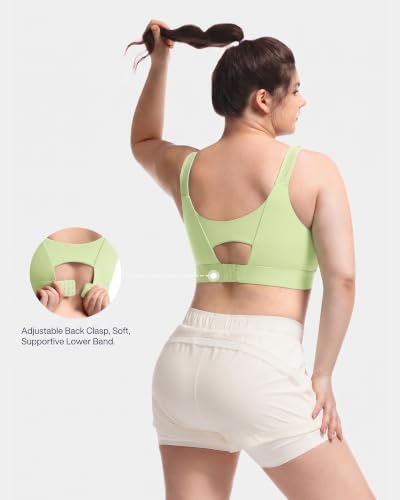 Image of Women's Sports Bra Wirefree Adjustable Medium-High Support Everyday Wear for Large Bust Plus Size with Removable Pads
