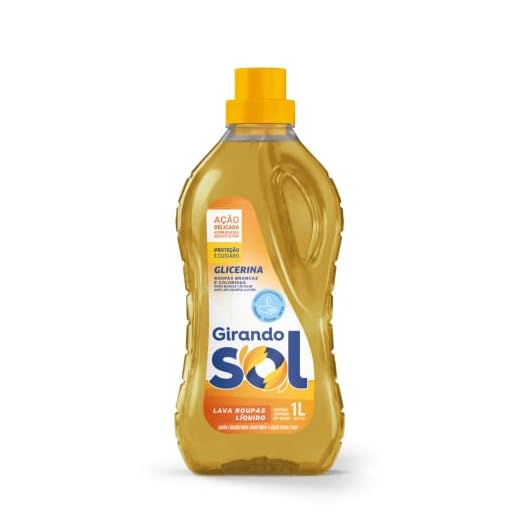 Girando Sol Lava Roupas Líquido Glicerina 1L Sabão Líquido Lava Roupa Perfumado Amarelo Ação Delicada Proteção E Cuidado Roupas Brancas E Coloridas