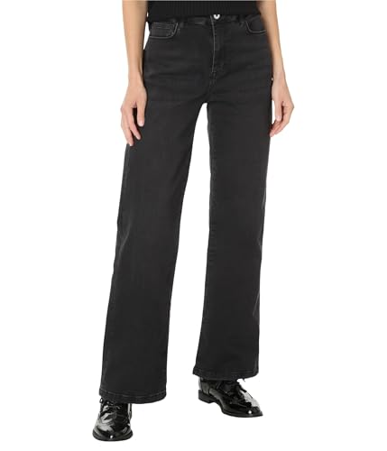 Elliott Lauren Women's Washed Black Denim-Wide Leg 5 Pocket Jeans