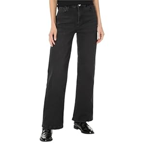 Elliott Lauren Women’s Washed Black Denim-Wide Leg 5 Pocket Jeans
