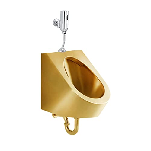 304ステンレス鋼の小便器、誘導壁掛け式排水公衆トイレ小便器、ポータブル男性用小便器によるこぼれ防止、バスルーム自動フラッシング小便器、ホテル、トイレ、バスルーム（ゴールド）