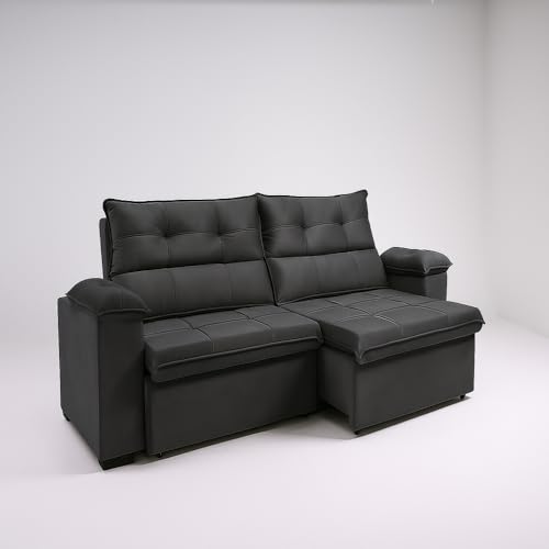 Sofá Aconchegante 2 Lugares Reclinável e Retrátil Bel Veludo LIMOV (Cinza Chumbo, 1,50m)