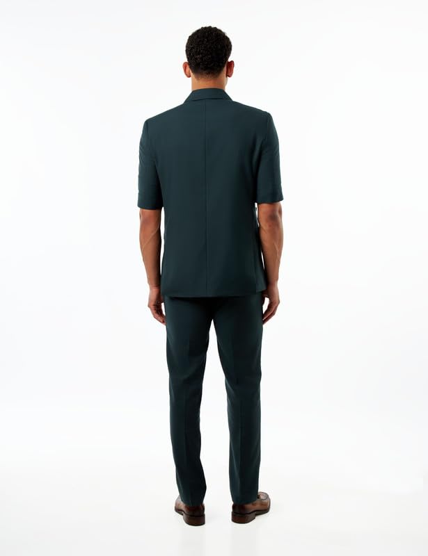 Xposed Completo da Uomo, Modello Safari, Verde Foresta Intenso, Elegante e Casual, Estivo, Composto da Due Pezzi, Giacca Militare a Maniche Corte e Pantaloni
