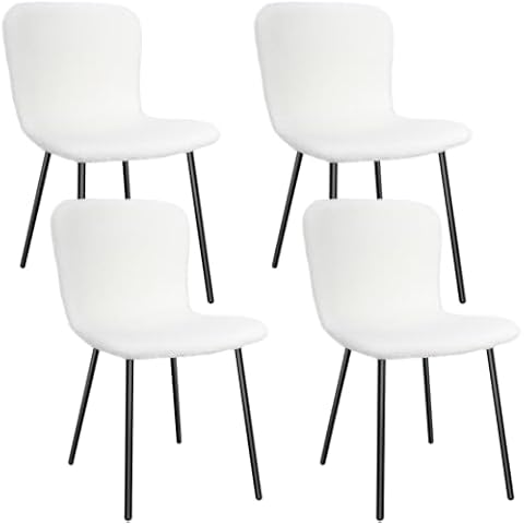 LONGTOO Modern Teddy Fleece Dining Chairs Set Cover