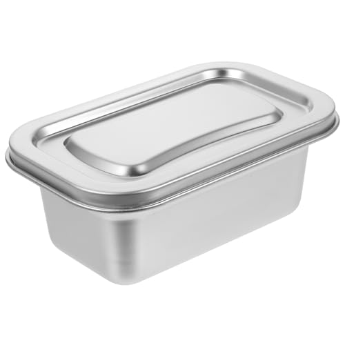 COLLBATH Contenedor para Helado Doméstico de Acero Inoxidable 304 Tapa de Acero, Caja de Almacenamiento Multifunción para Refrigerador, Accesorio para Nevera, Capacidad Media, Conservación