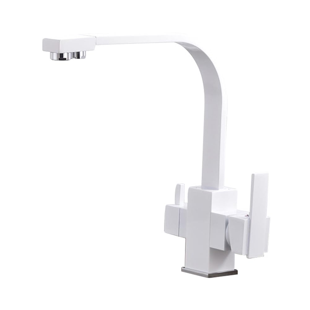 Robinet de cuisine avec filtre 3 voies en laiton blanc un mitigeur d'évier au design grand arc