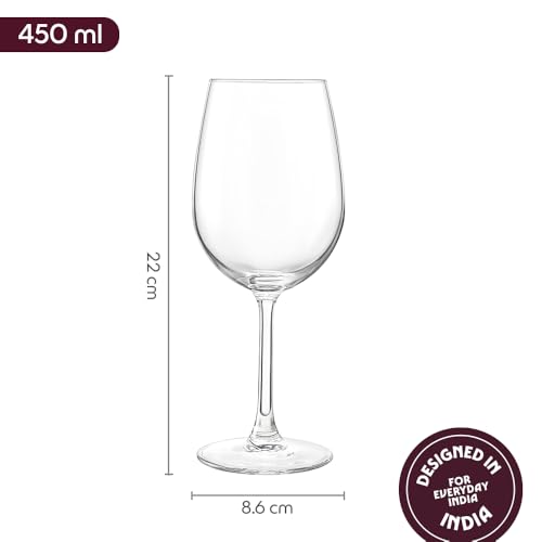 Image of Borosil 450ml x 2pc Opera Wine Glass Set | Wine Glasses for Red & White Wine, Cocktails & Mocktails | Elegant Glassware for Home, Parties & Gifting