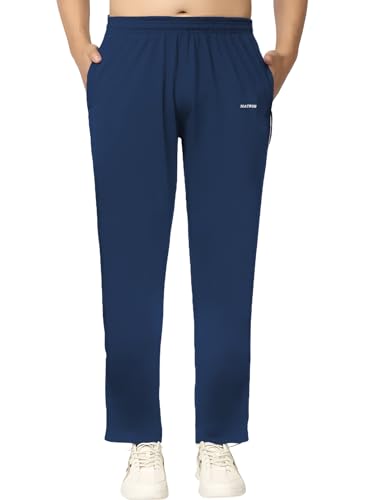Image of Men's Track Pants with Side Zip Pockets - Regular Fit Sports Joggers for Gym, Running & Casual Wear - Mens Lower