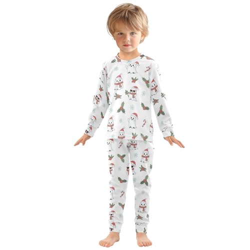 Pajama Sets Long Sleeve Christmas Ghosts Pattern Soft Comfy Sleepwear 2 Piece PJS 3-8T2